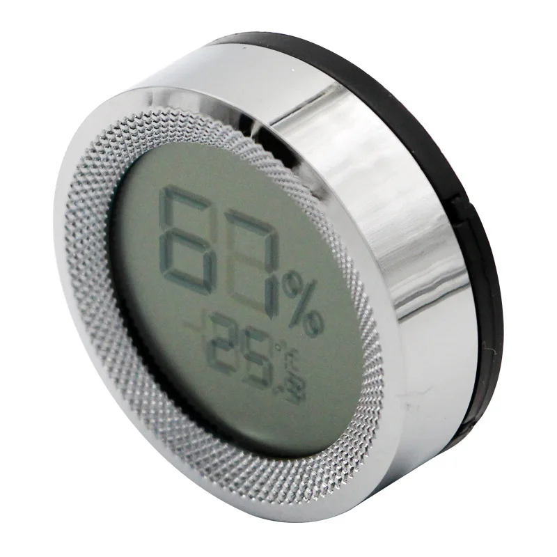 43mm Round Metal Cigar Box Digital Thermometer Hygrometer Mini Portable Cigar Humidor Hygrometer