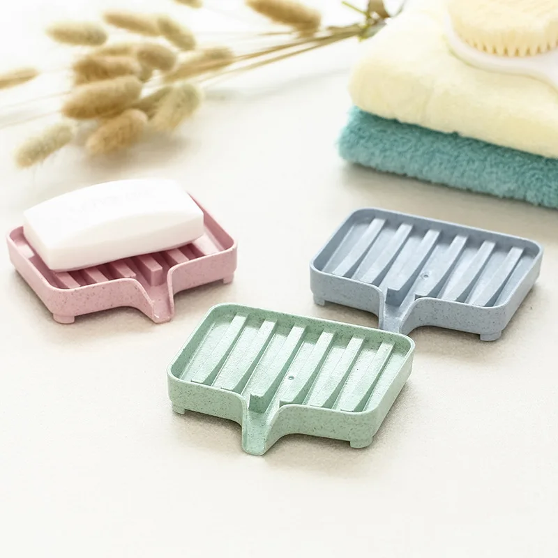Sponge Holder PP Wheat Straw Storage Rack Drain Soap Box Tray Soapbox 1 Pcs Shower Soap Tray Tool Soap Dish Plate Holder