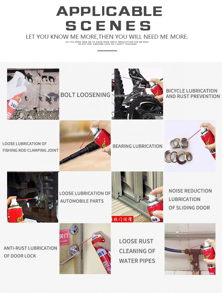 Loose agent anti rust spray for metal accessory screws windows doors bike home use 380ML