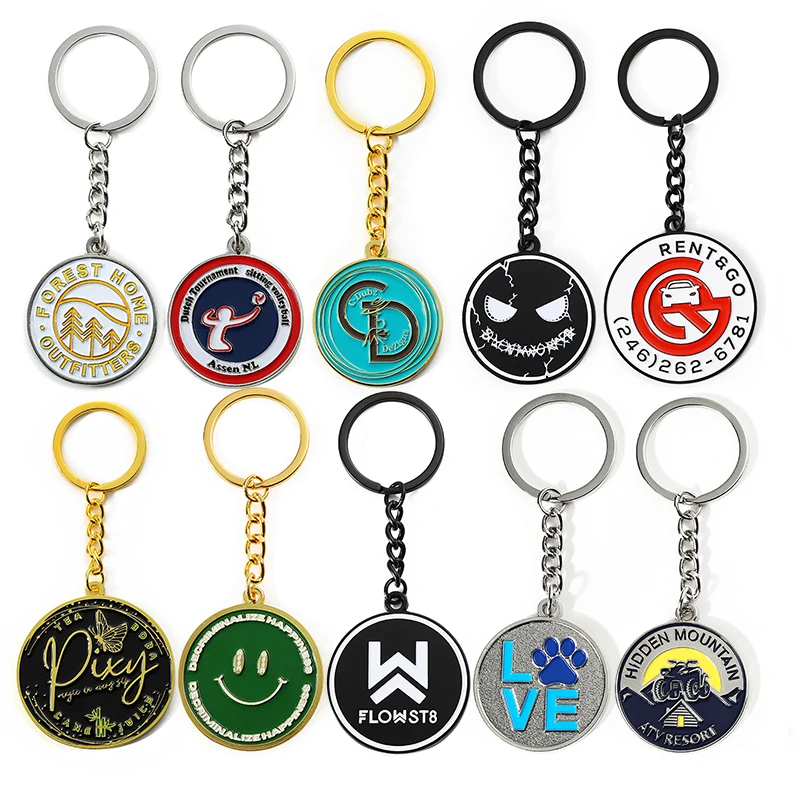 Personalizados Zinc Alloy Iron Keychain Custom Metal 3D Commercial Brand Logo Silver Soft Enamel Key Rings