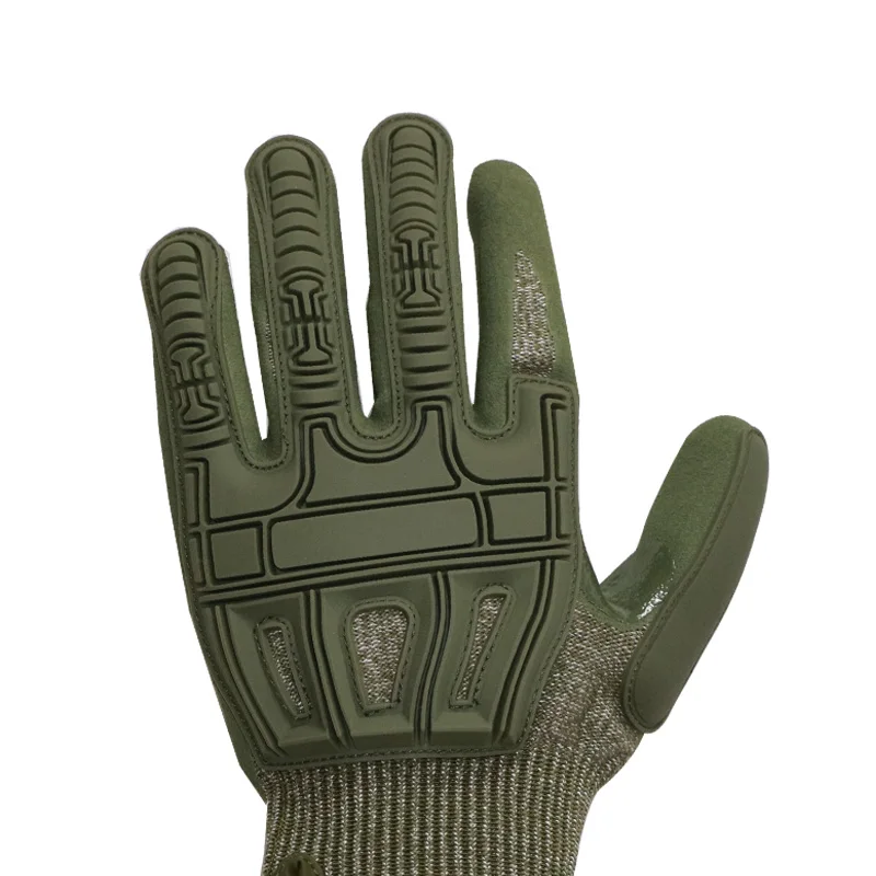 Green TPR Impact Safety Gloves Anti Cut Impact Gloves Oilfield Working Cut Resistant Tactical Gloves