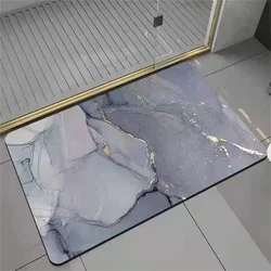Marble Pattern Printing Quick Drying Bathroom Mat Home Decoration Absorbent Diatom Mud Bath Mat