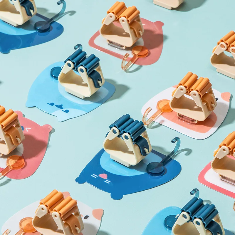 Bubble bear broom holder strong, scratch free, hole free mop clip with hook  Pattern  Rack  Booth  Trackless