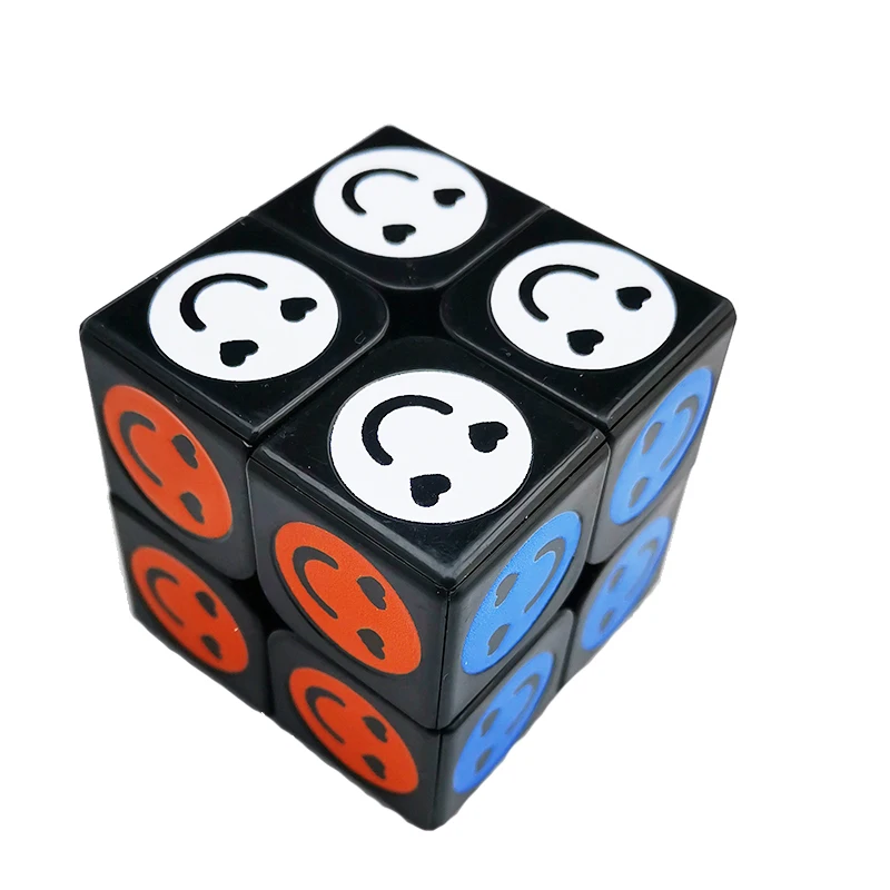 Smiley magic cube Injection color strickerless 5.0cm high-quality Smooth Magic Cube toy for kids adults Promotional Magic Cube