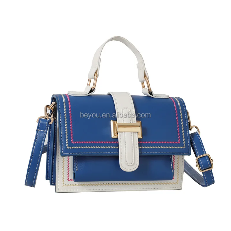 Trendy Pink and Green Color Blocking Crossbody Bag Multi-layer Square Flap Sorority Handbag Perfect Shoulder Bag