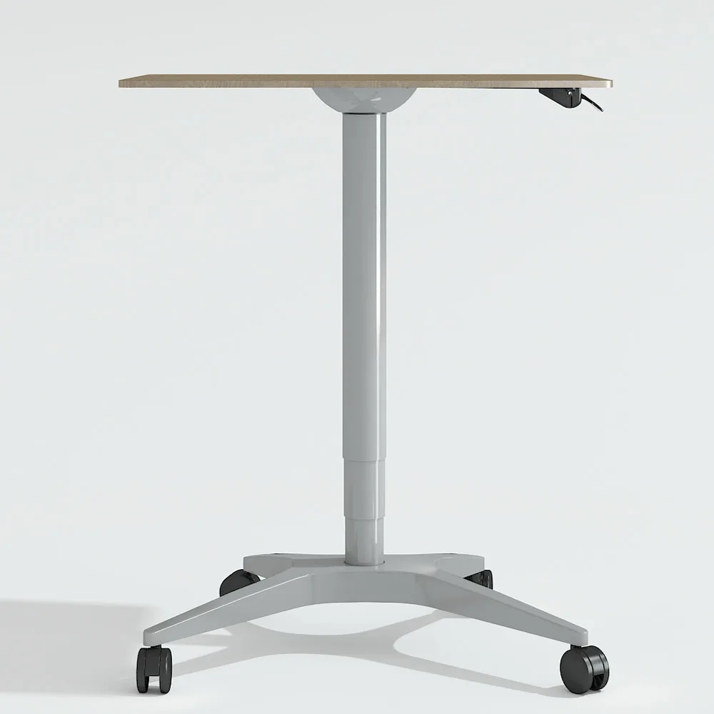 MDF Table Top Sit Stand Mobile Gas Lift Pneumatic Lifting Standing Desk With Adjustable Height