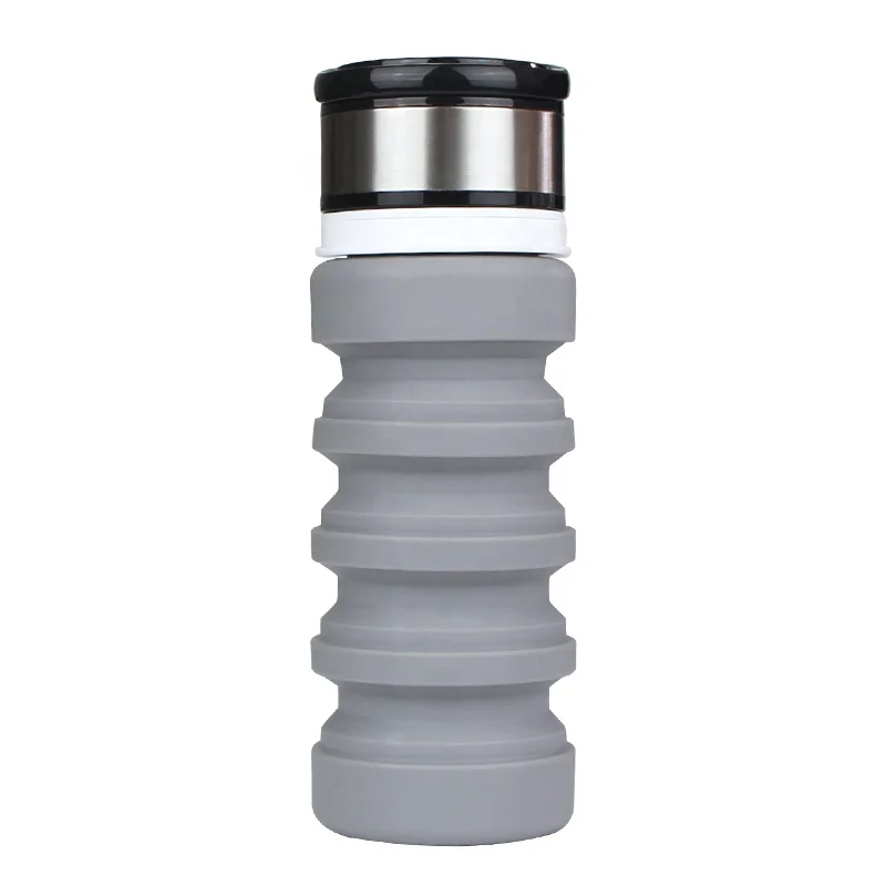 400ml 13oz  bpa free silicone foldable smart water bottle for sport