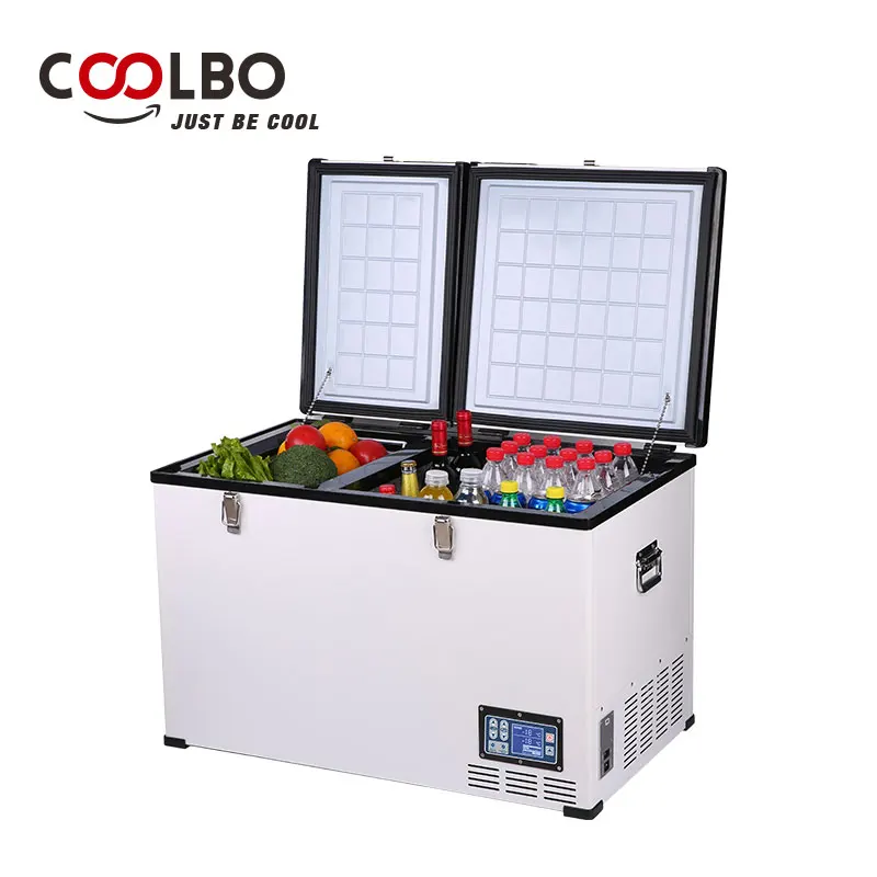 Double Door Horizontal Fridge Double temperature RV Fridge DC 12/24V Double Control Auto Car Fridge BCD100