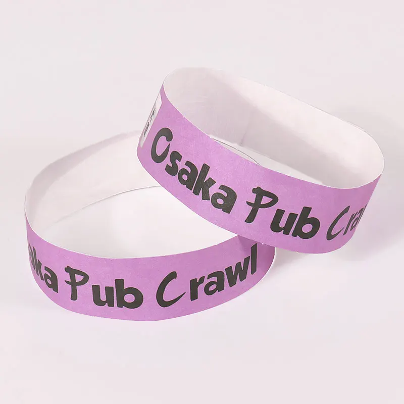 Cheap Custom Printed OEM Logo Colorful Blue Tyvek DuPont Paper Wristband Wrist Band Bracelet for Running Marathon Race