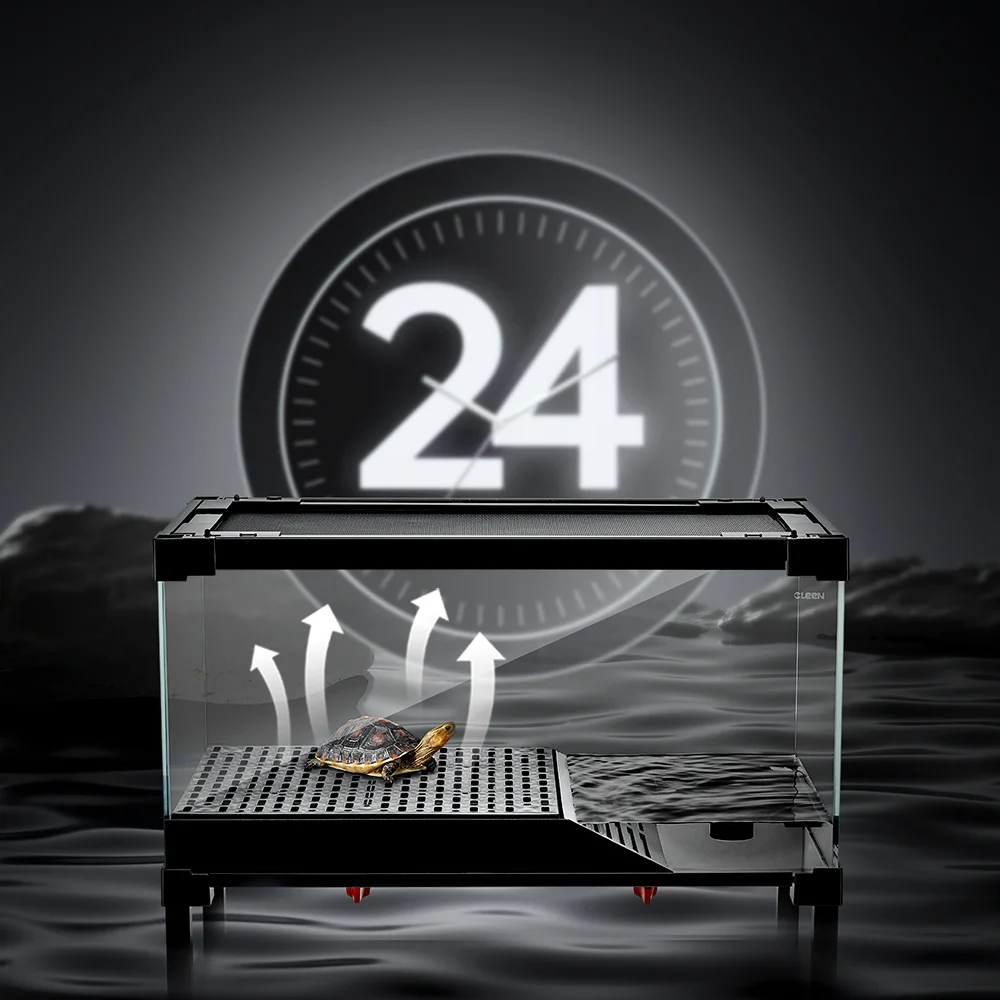 High quality turtle tank aquarium HD glass Filter Layer Design turtle house with Basking Platform