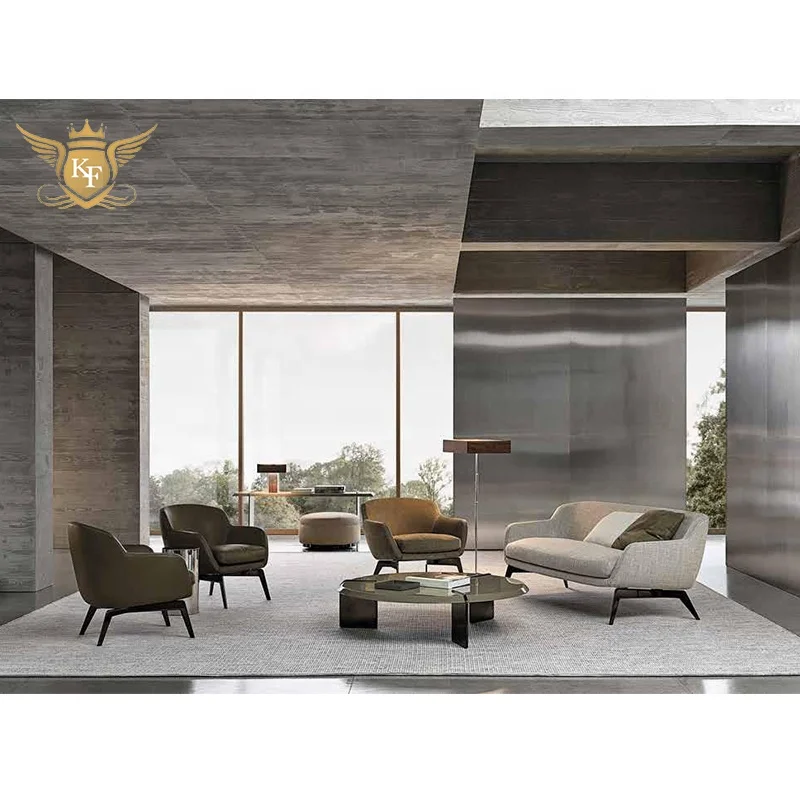 Modern Design Living Room Furniture Leather Sofa Accent Chair Nordic Lounge Armchair Hotel Lobby Hall Leather Leisure Chair