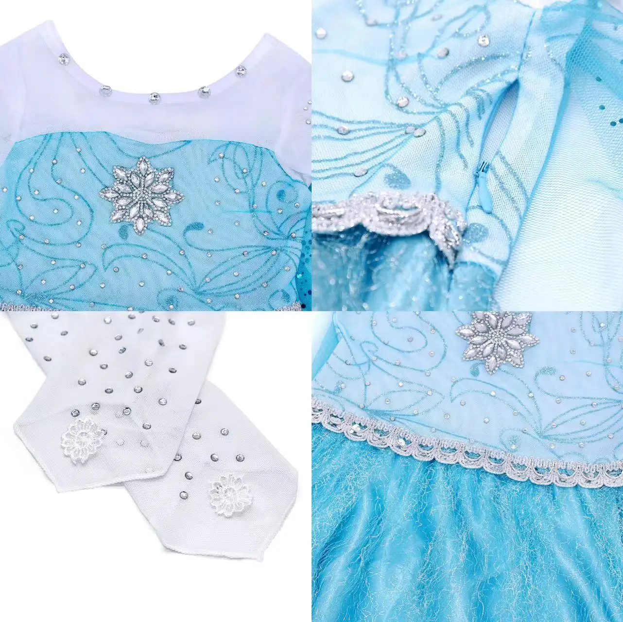 Halloween Kids Elsa Anna Princess Dress Cosplay Fancy Costume Dress For Girls