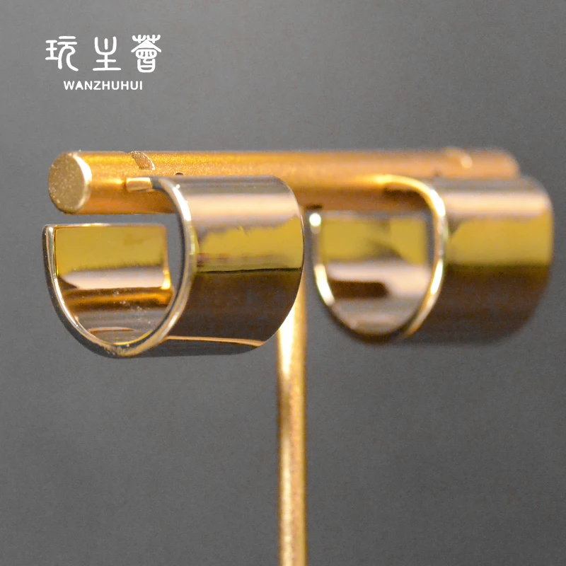 Fashionable large width gold plated Geometric shape women earring