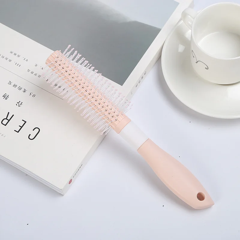
curly hair salon round roller comb simple color matching massage round roller comb horn comb 