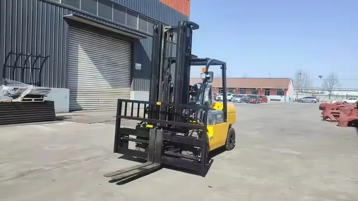 China factory 4000kg diesel forklift 4 ton fork lift with japan Mitsubishi engine traceless tire