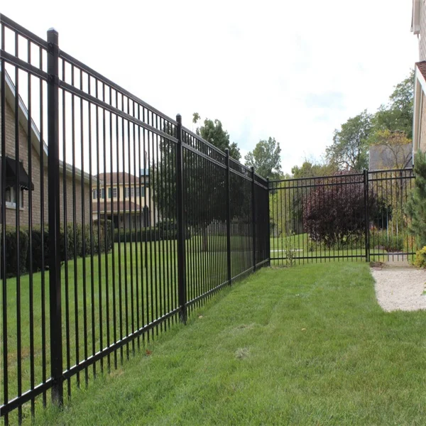 Style 3-Rail Steel fencing trellis gates,Powder-Coated Black aluminum fence panels for swimming pool