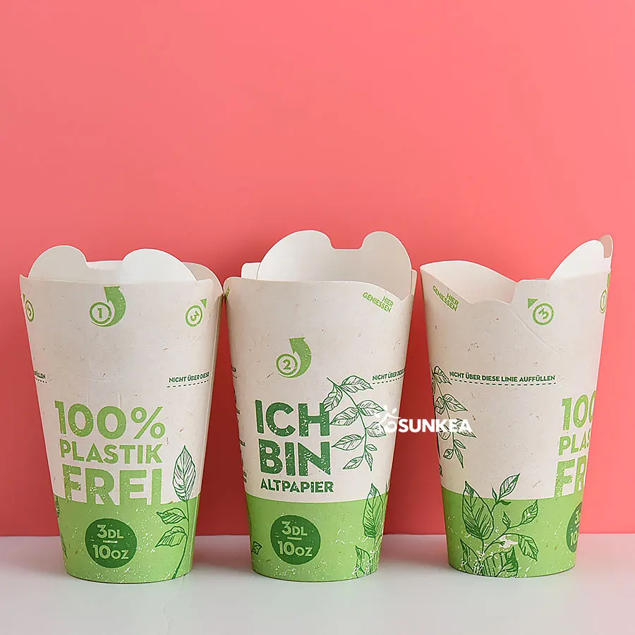 Disposable single and double wall paper cup without extra lid, coffee cup with self cover, butterfly cup