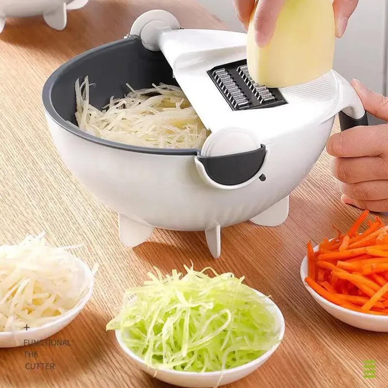 Популярный кухонный многофункциональный измельчитель для мокрых фруктов корзина дренажа нож резки 9 в 1 терка овощей