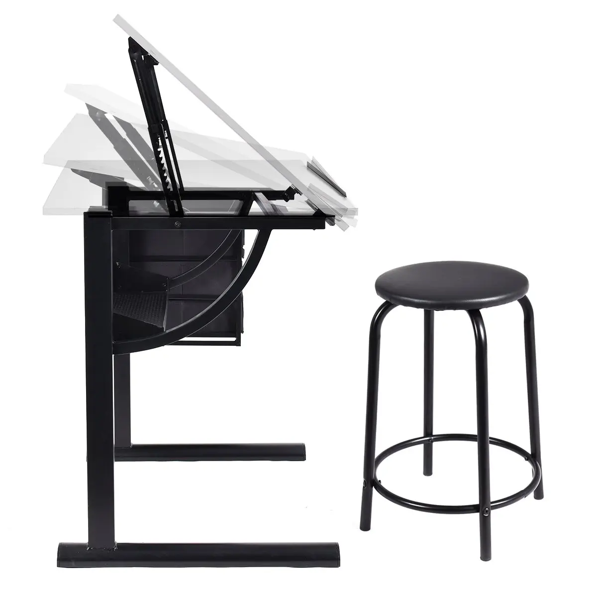 Drafting Table Art Craft Drawing Desk Art Hobby Folding Adjustable Drawers Craft Station