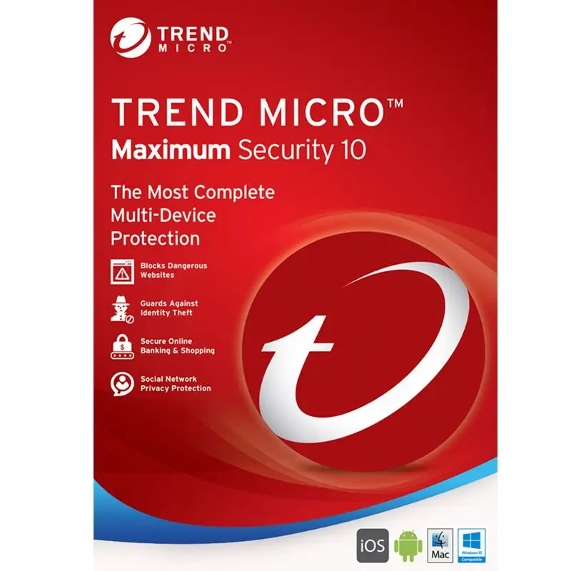 Trend Micro Maximum Security 1 year 3 years 1pc 3pc 5pc 10pc antivirus internet security software
