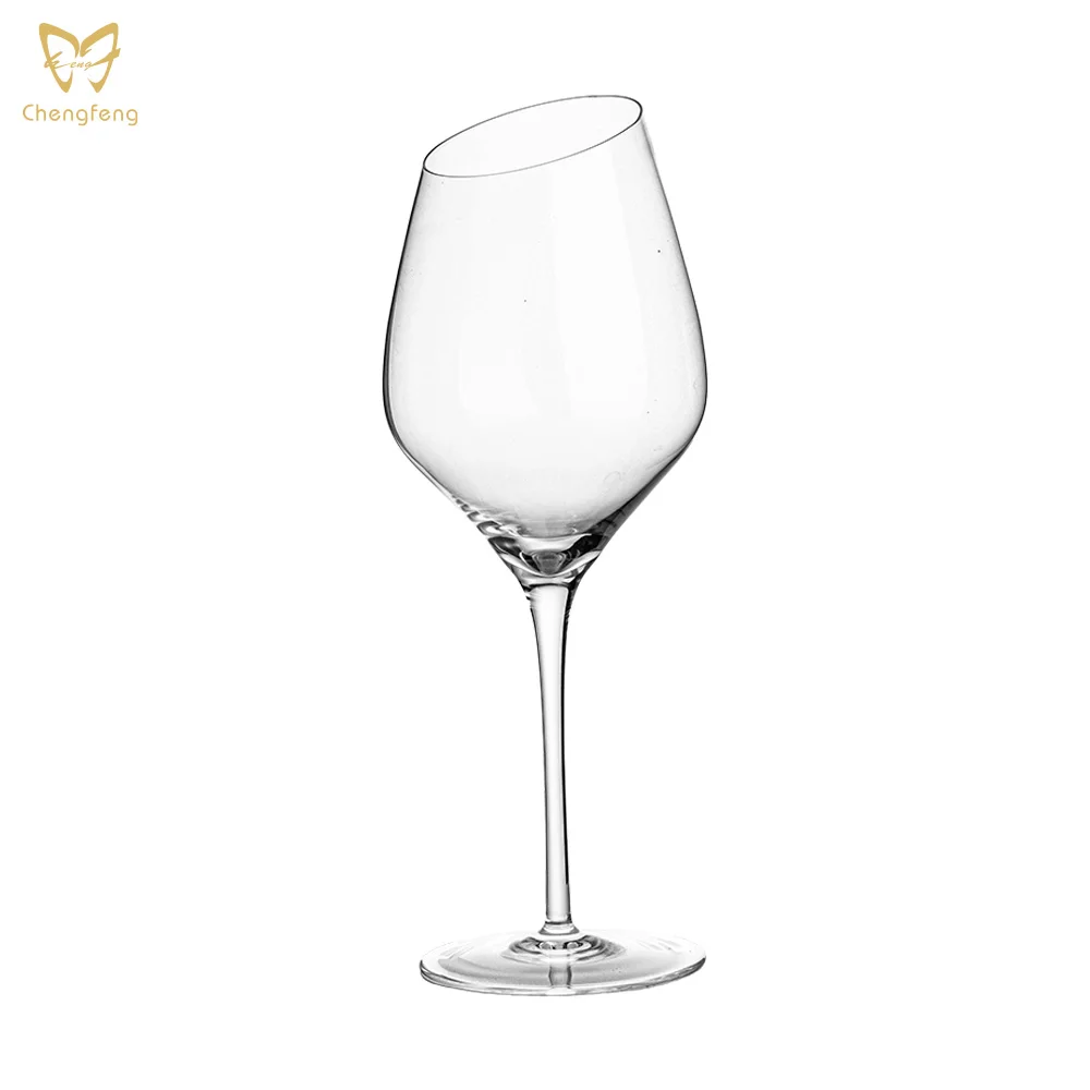Oblique Edge Burgundy Red Wine Glass Transparent Goblet Crystal Champagne Glass Restaurant Bar Use