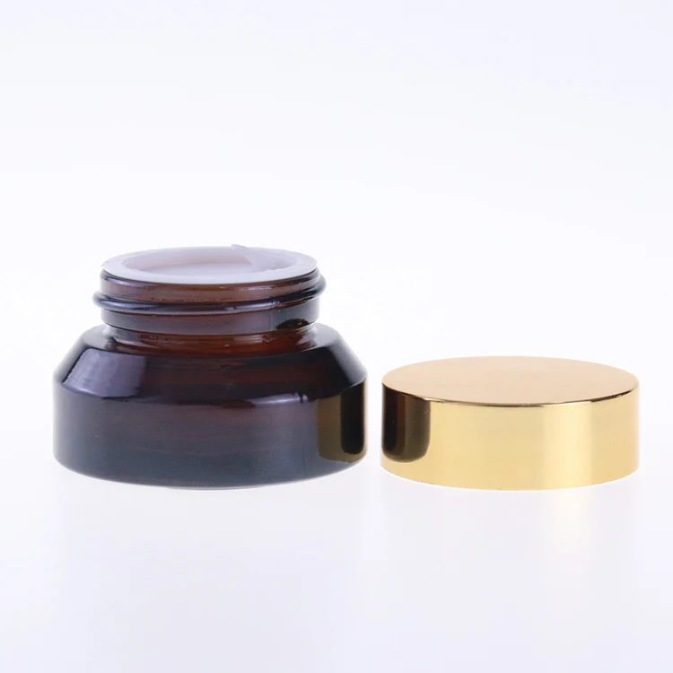 Hot sale quick shipping mini 15g brown face amber cosmetic jar test glass jar for skincare with plastic cap