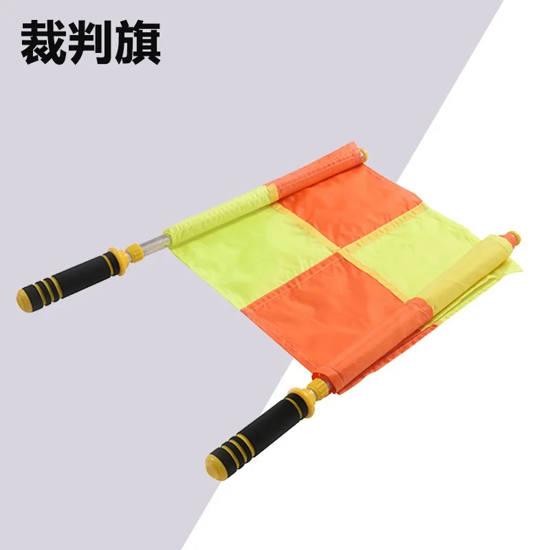 Football soccer linesman flag referee red and yellow  hand flag