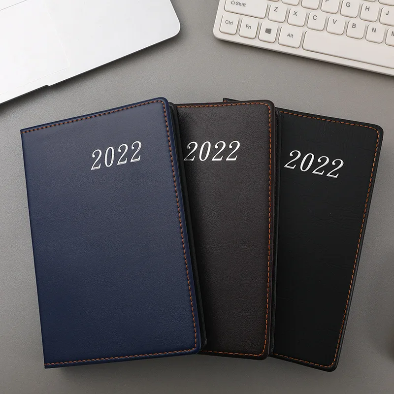 Custom Logo A5 Hardcover Leather Business Agenda 2022 Daily Planner Notebook 365 Days Yearly Executive Diary In Spanish English