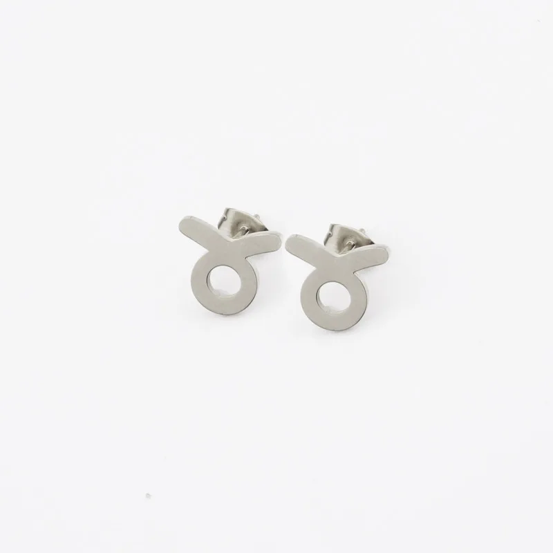 Dainty Minimalist Unisex jewelry stainless steel 18k gold plated zodiac sign stud earrings