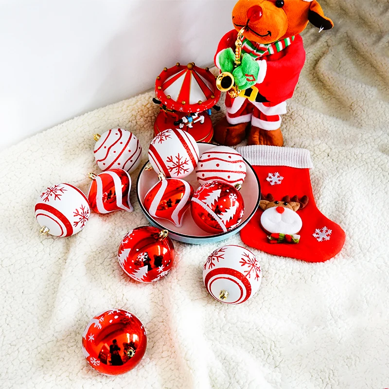 Bolas De Navidad Boule Noel Customized White Plastic Luxury Decorations Christmas Foam Poly Ball Set