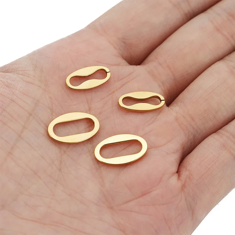 Stainless Steel Flat Wire Oval DIY Jewelry Ring 18k Vacuum Plated O-Ring Necklace Stud Earrings for jewelry findings