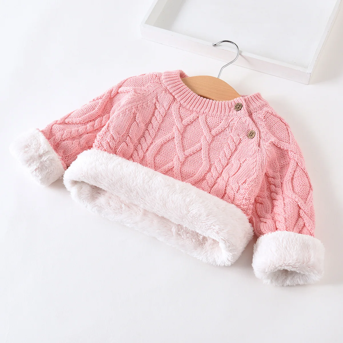 Ivy42447A European winter 2024 boy kids thicken sweaters super warm pullover cable knit soft thick jumpers