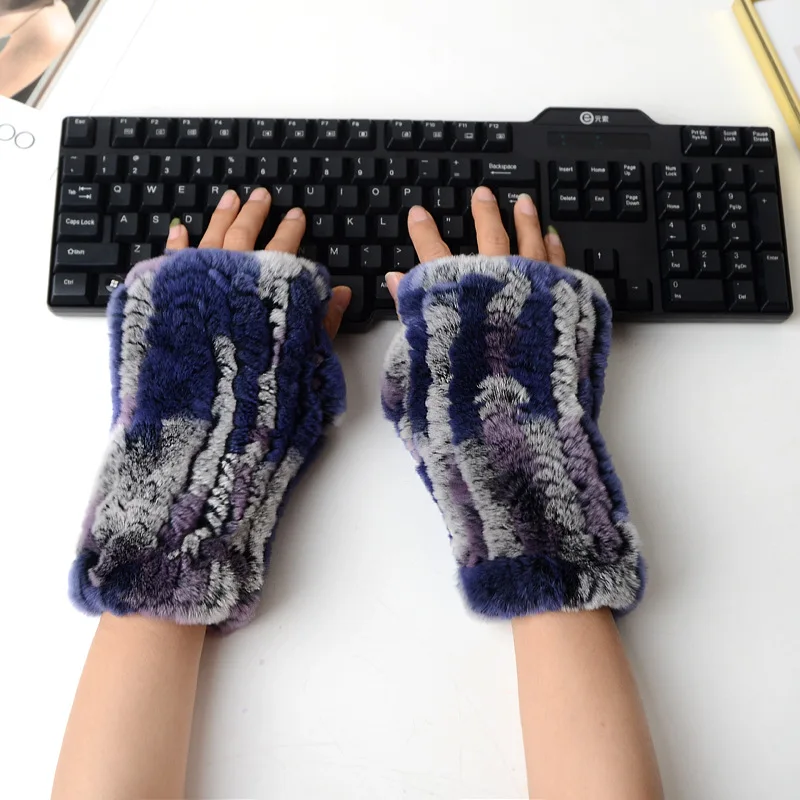 real rabbit fur texting gloves lady half-finger fur gloves for women rex rabbit fur fingerless  gloves