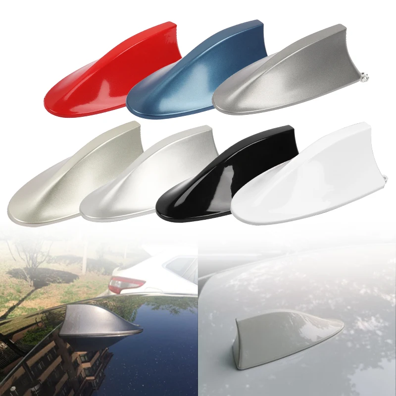 Universal Car Shark Fin Antenna Radio Aerials FM/AM Signal Protective Aerial Styling Roof Decoration Sticker Base