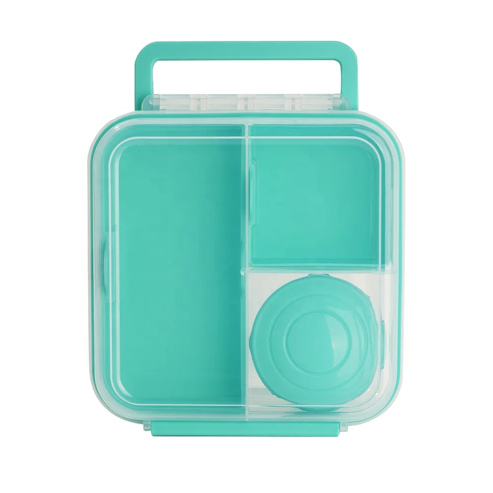 Lightweight Food Container for fruit and vegetable 1.25L multi grid PP lunch box with handle for home and outdoor