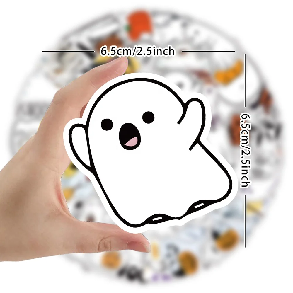 53PCS Ghost Graffiti Horror Stickers Cartoon kids DIY Cut Skateboard Waterproof Phone Custom Wall Gift Halloween Ghost sticker