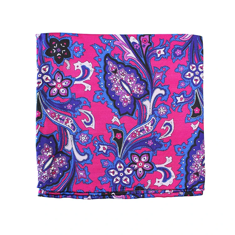 Wholesale low MOQ classic paisley pattern pocket square custom designer 100% silk pocket square