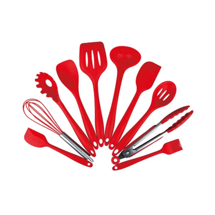 Оптовая продажа, набор легко чистящих кухонных инструментов, набор из 10 силиконовых кухонных принадлежностей