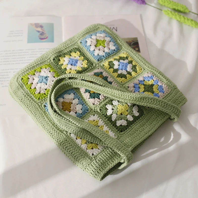 Crochet Handmade Purse Granny Square Bag Hobo Vintage Bohemian Bag Gift for Mom Girl