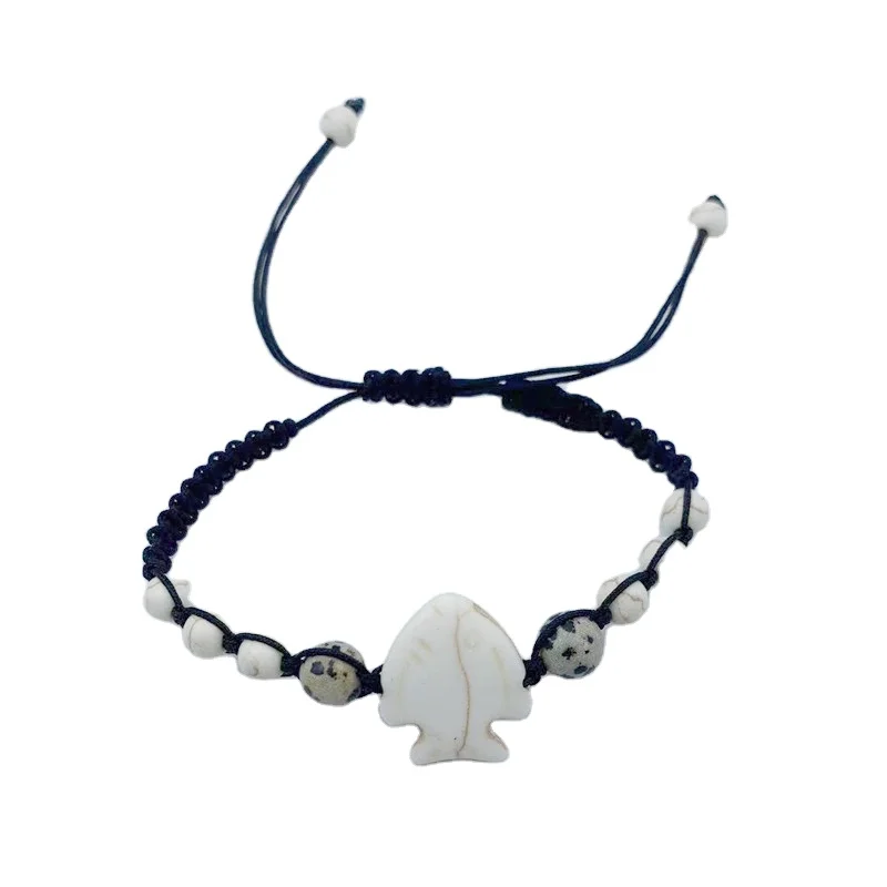 Summer Beach Braided Marine Animal Bracelet Natural Turquoise Sea Turtle Dolphin Tropical Fish Friendship Bracelet Jewelry