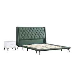 Customized Stylish 5 Star Hotel Genuine Leather Relax Modern Queen Size Bed