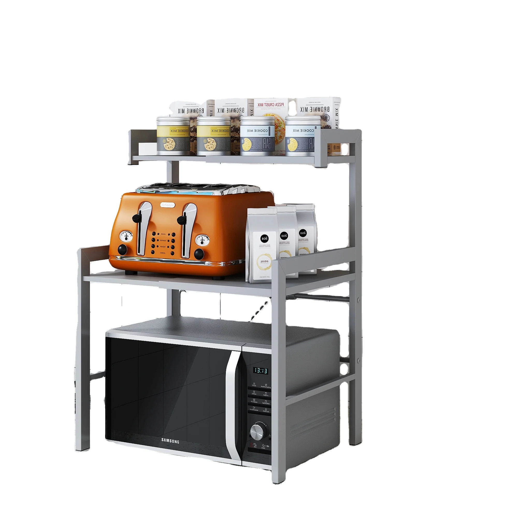 
Extension Two And A Half Tiers Carbon Steel Microwave Oven Rack Storage Shelf 