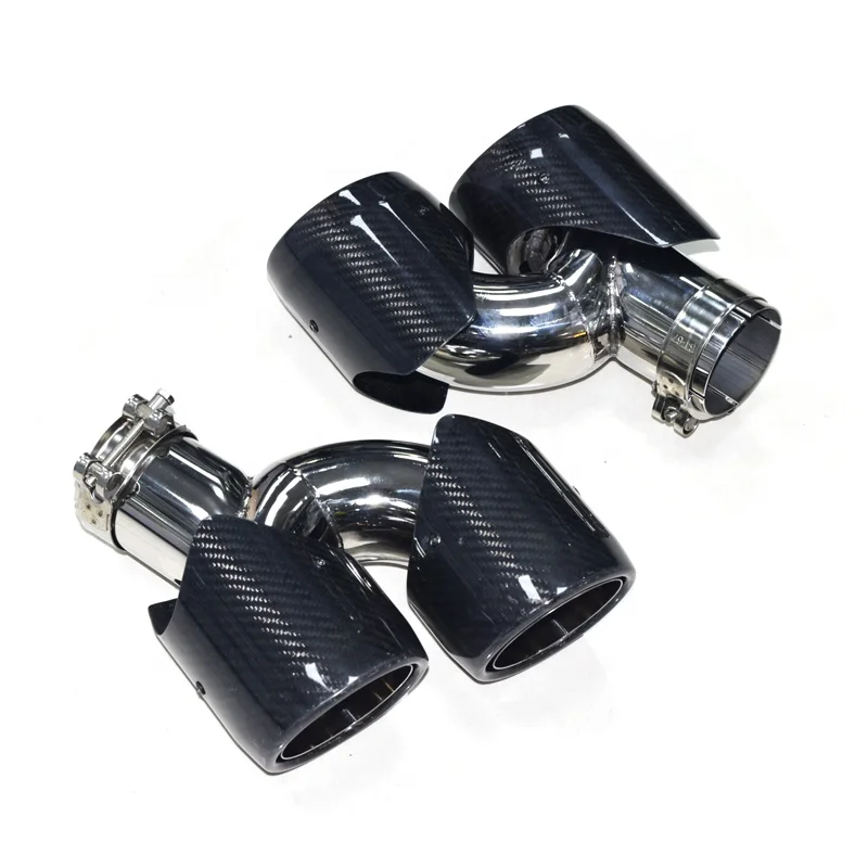 1 Pair Carbon Fiber Exhaust Tip For Porsche Macan 2019 2020 petrol Car Exhaust Pipe Silver Four Out Muffler Tip Nozzle
