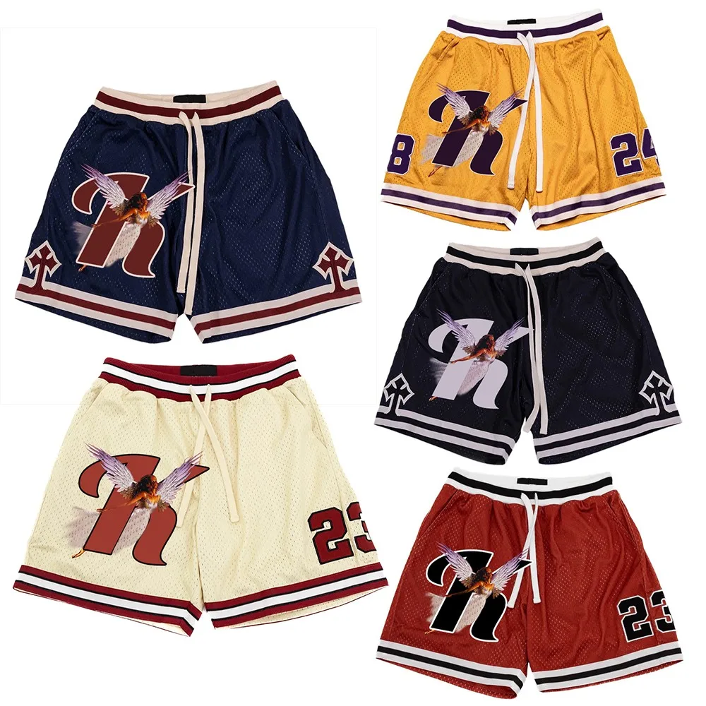 Manufacturer custom gym shorts 7 inch double mesh sublimation stitched logo retro just don basketball shorts