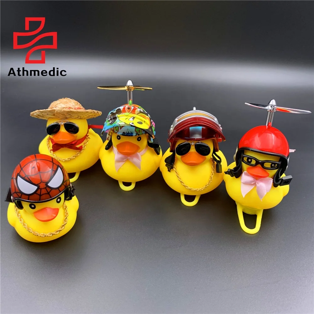 2023 Athmedic promotion gift Bicycle Horn bell Light Small Yellow Duck with Helmet
