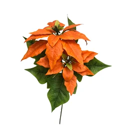 Fabric Rubber  Decorative Artificial Poinsettia Arrangement Christmas Flower