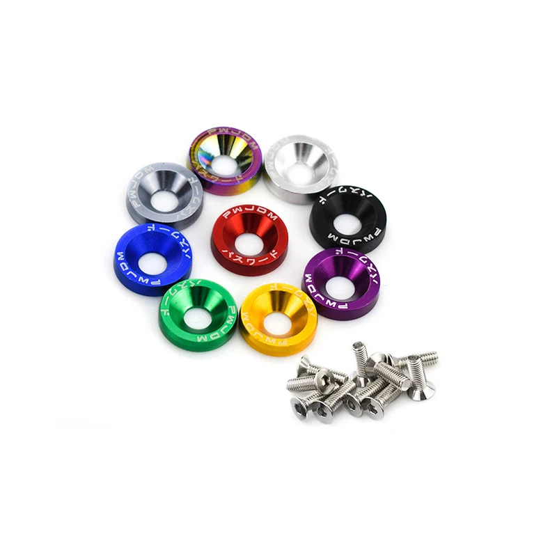 OEM Rainbow Color M6 Fender Countersunk Washer With Screw Kit For Car