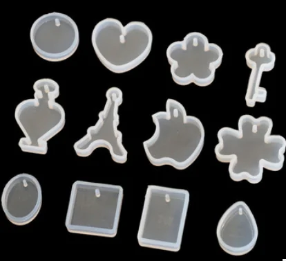 Crystal Epoxy Silicone Fondant Five-leaf Clover Key Heart Shaped Water Drop Pendant Pendant Shape Making Crafts Tools Accessorie