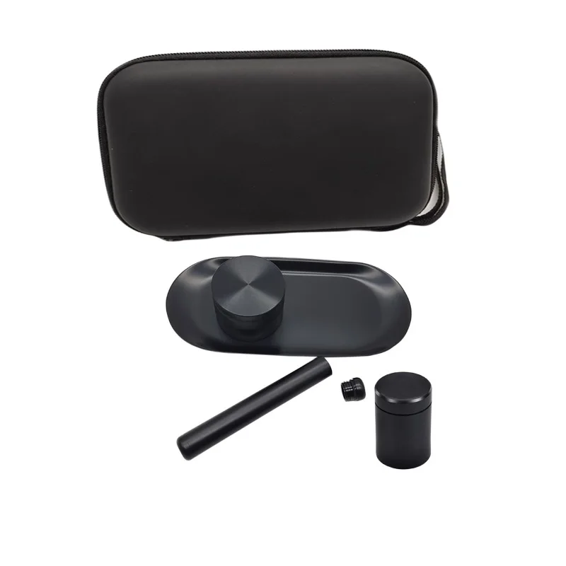 Portable Smoking Accessories Kit 5 IN 1 Grinder Accessories Rolling Tray Set With Storage Jar Metal Herb Grinder