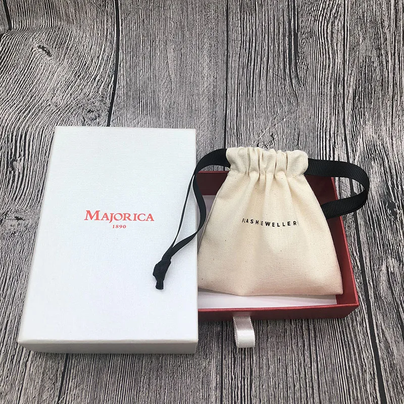 Изготовленные на заказ муслиновые хлопковые мешочки для ювелирных изделий с коробкой